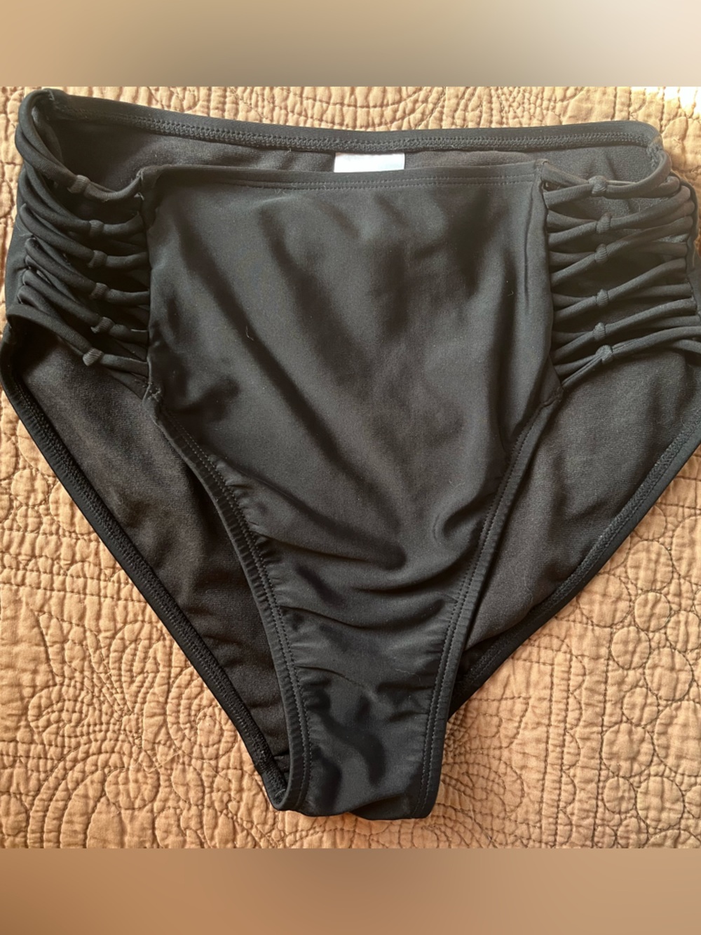 High waisted black bikini bottoms with knot detail size small
